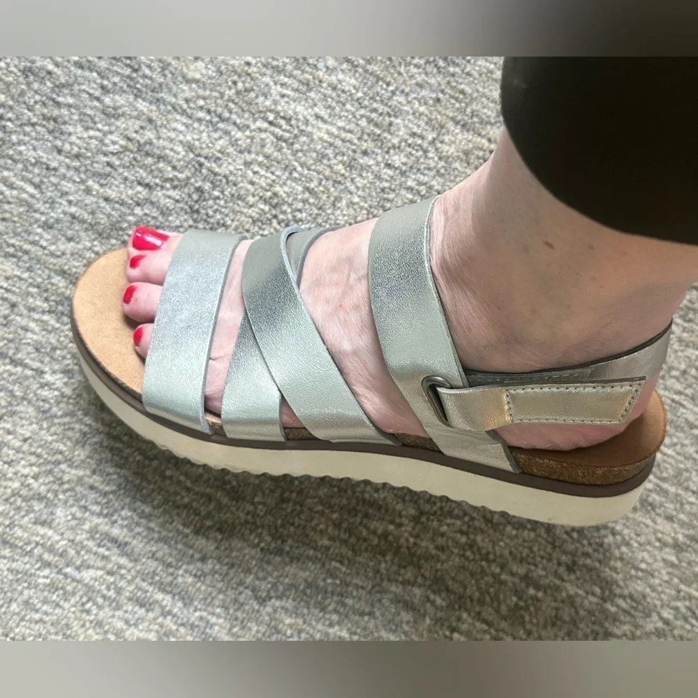 A.N.A. A New Approach Silver Strappy Sandals Lightly Used Size 8